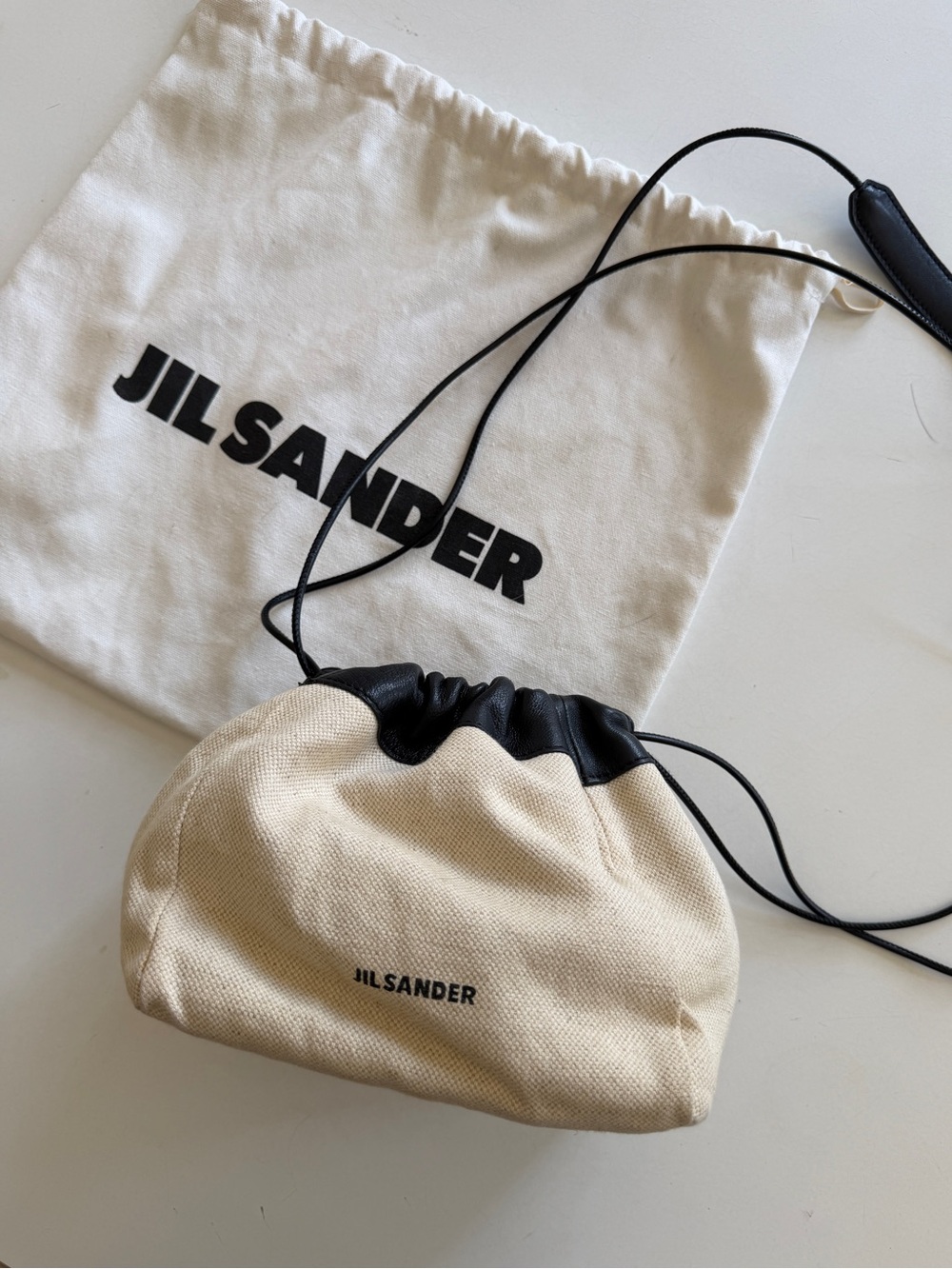 JIL SANDER Canvas Logo-Print Bucket Bag